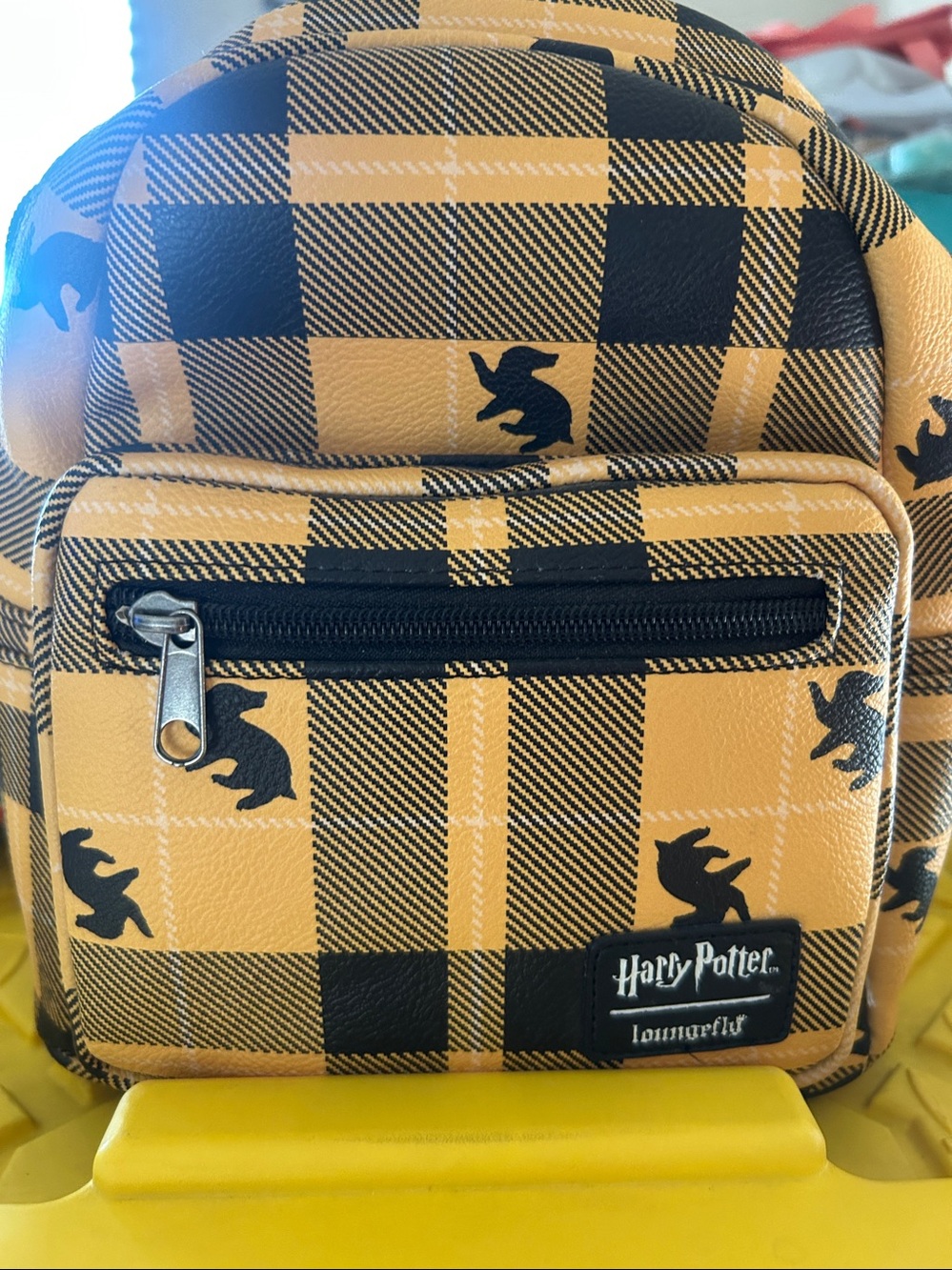 Loungefly Harry Potter Hufflepuff Plaid Mini Backpack EUC - Picture 3 of 6